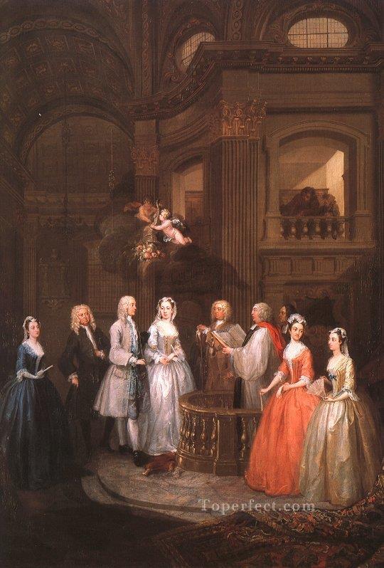 スティーブン・ベッキンガムとメアリー・コックスウィリアム・ホガースの結婚式油絵
